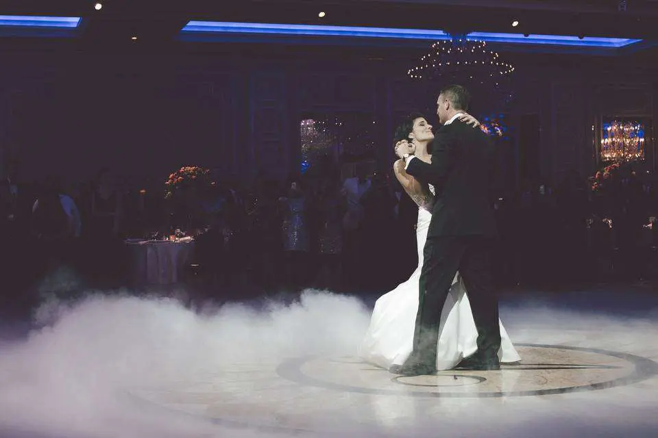 Bride and groom dancing