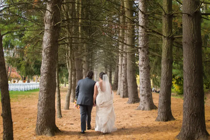 bride and groom on the grounds of Perona Farms in Andover, NJ