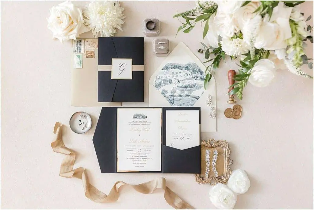Wedding invitations at a Shadowbrook wedding. Idalia Photography