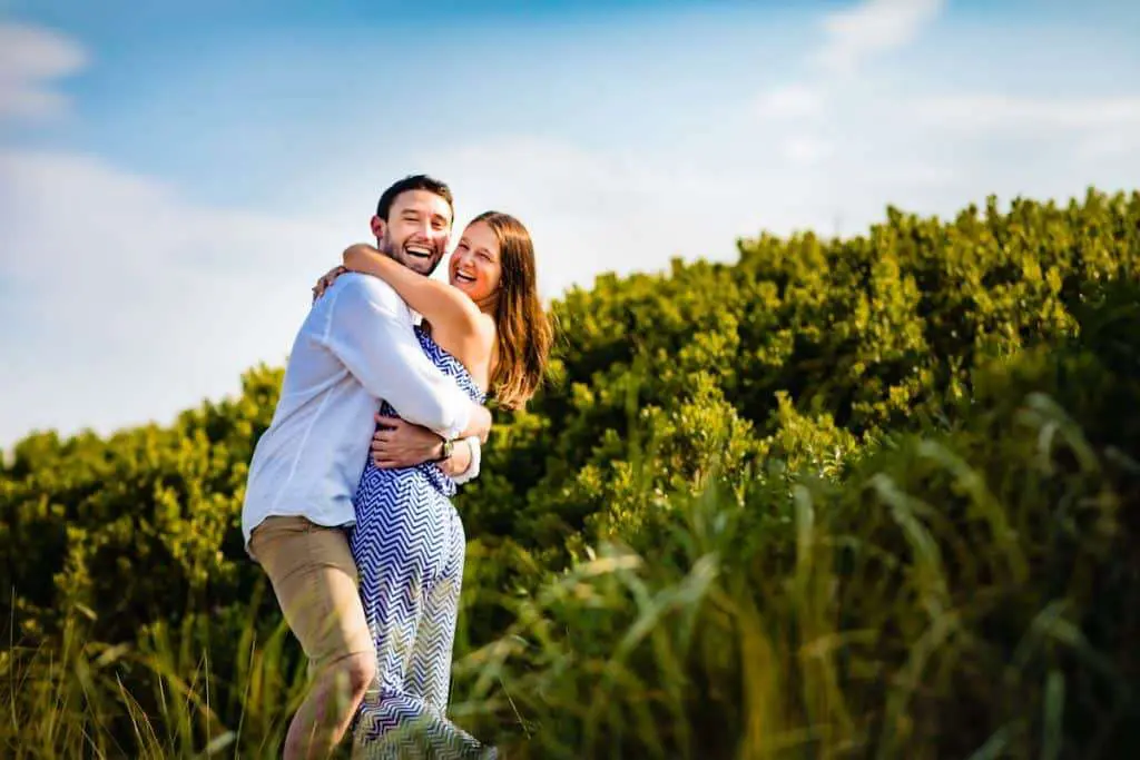Bride and groom at engagement session.