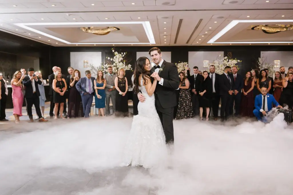 Bride and groom on dance floor