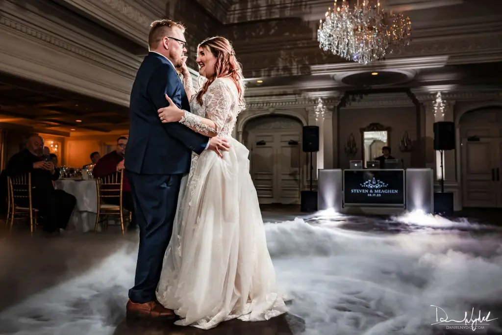 Bride and groom on dance floor