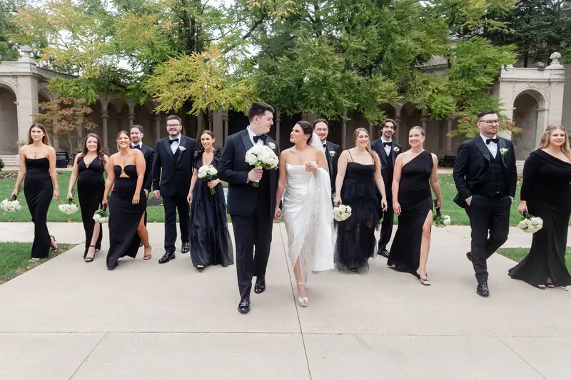 Bride and groom with bridal party