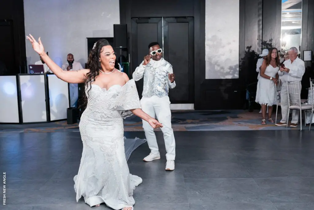 Bride and groom on dance floor