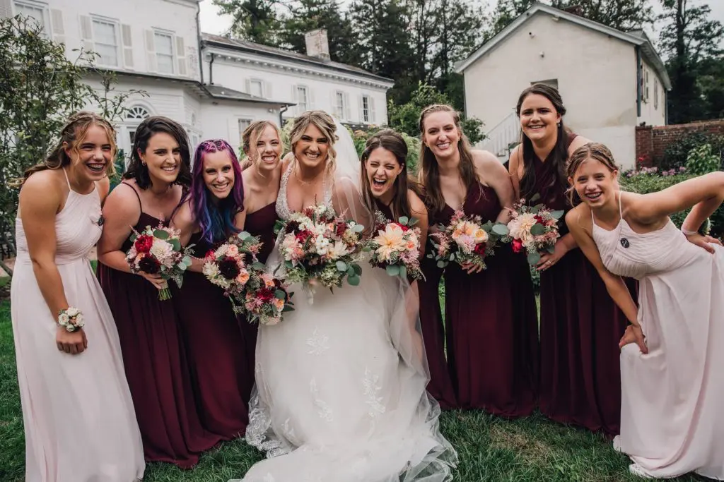Bride with bridesmaids