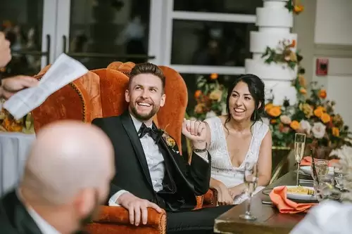 Bride and groom at wedding