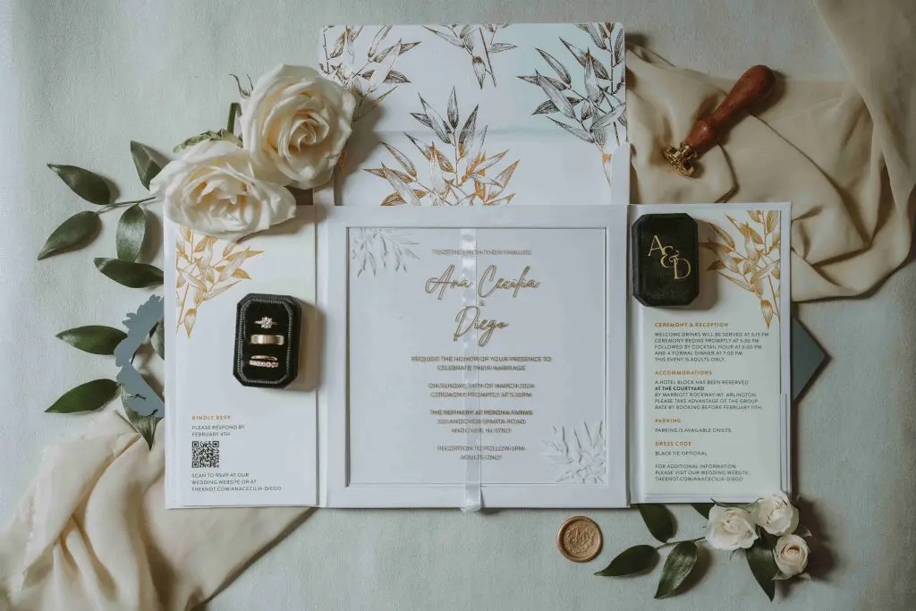 Wedding invitation for Perona Farms wedding in Andover, NJ