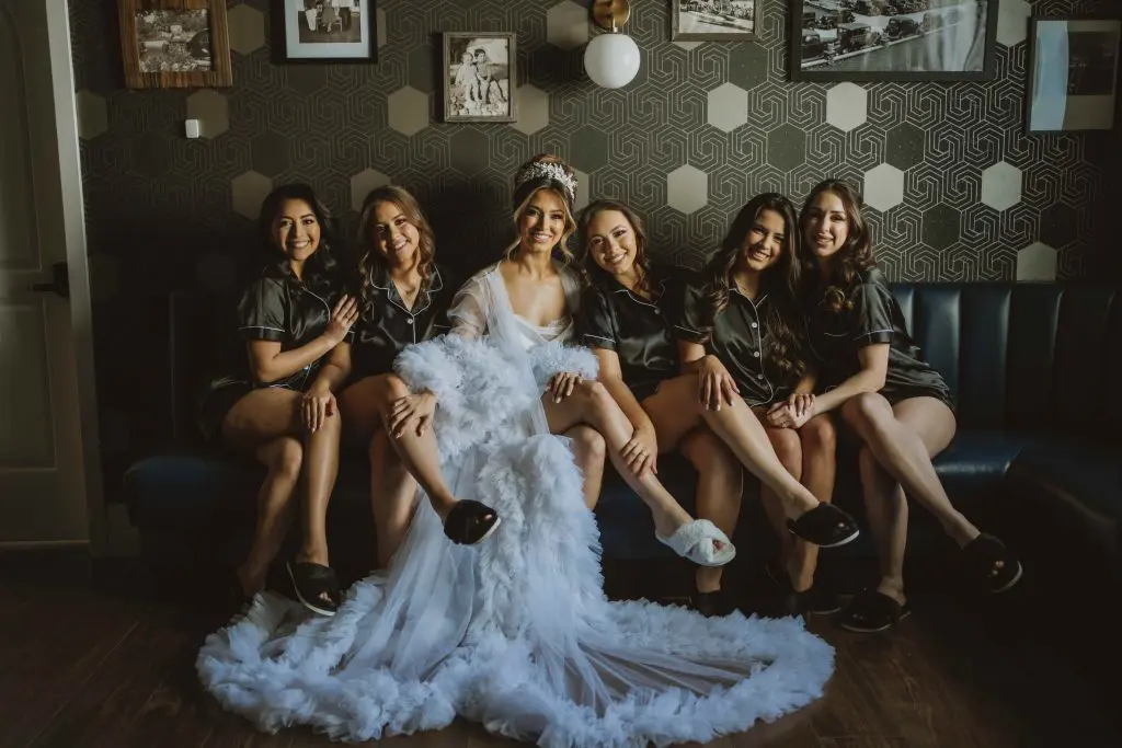 Bride with bridesmaids