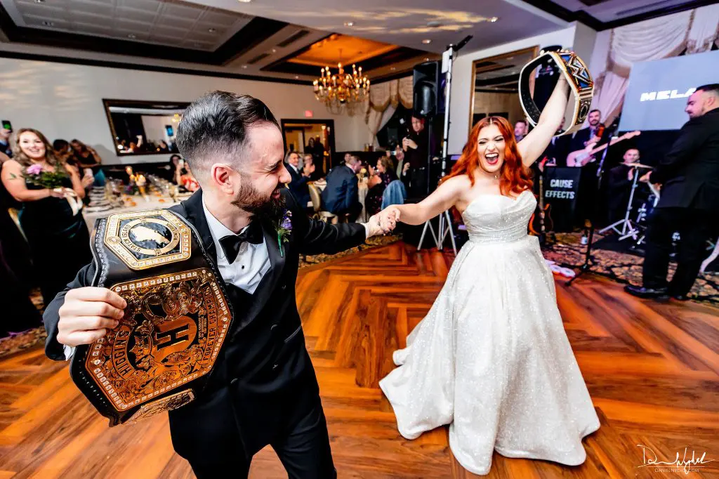 Melanie and Steve at wedding at the Nassau Inn in Princeton, NJ