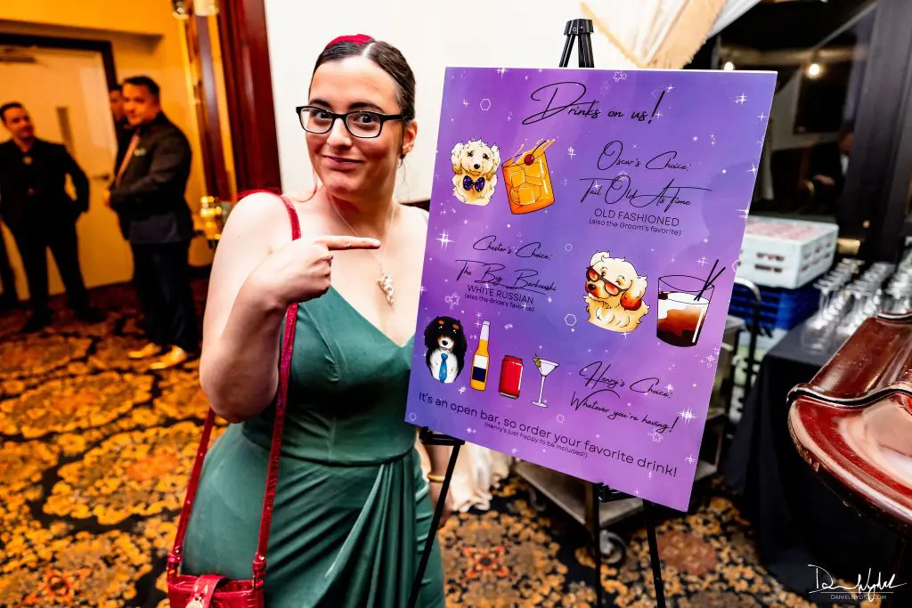 Cocktail sign at wedding at Nassau Inn in Princeton, NJ