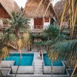 Wedding couple in Tulum, Mexico on their honeymoon