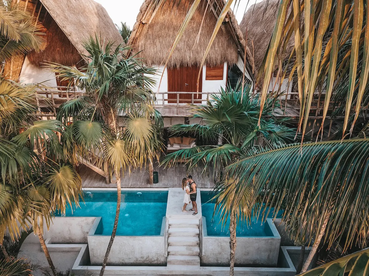 Wedding couple in Tulum, Mexico on their honeymoon