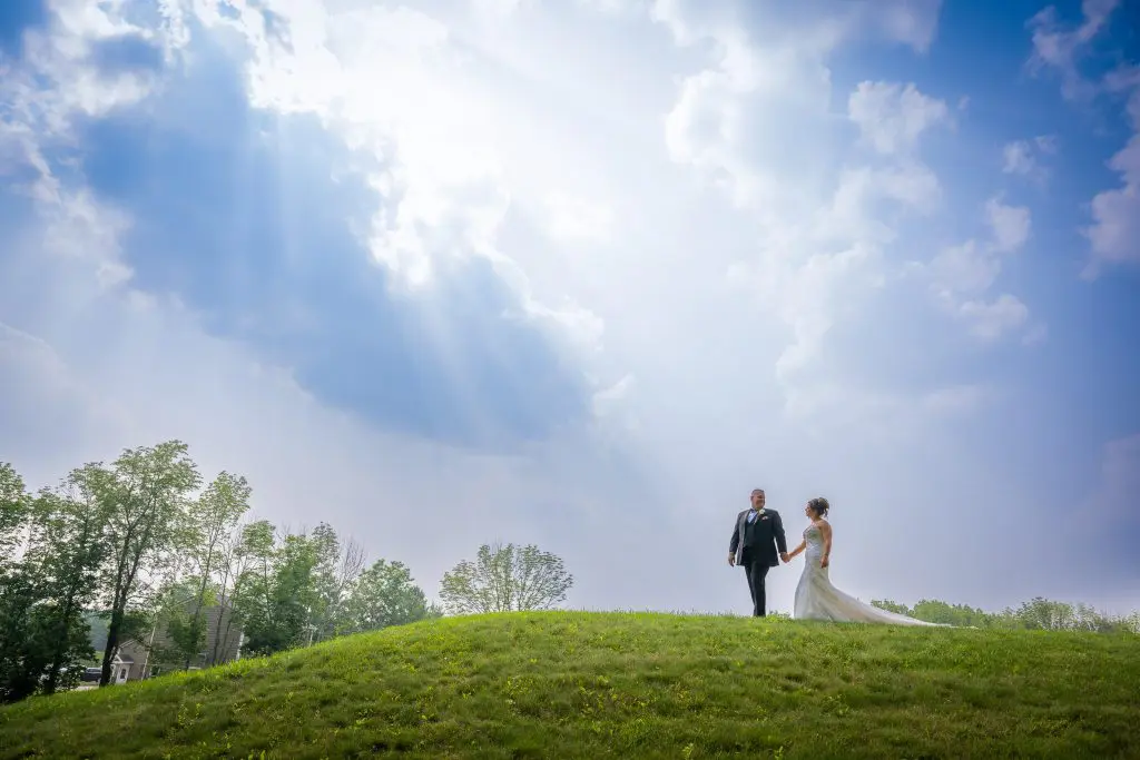 Bride and groom at Bear Brook Valley wedding in Fresno, NJ