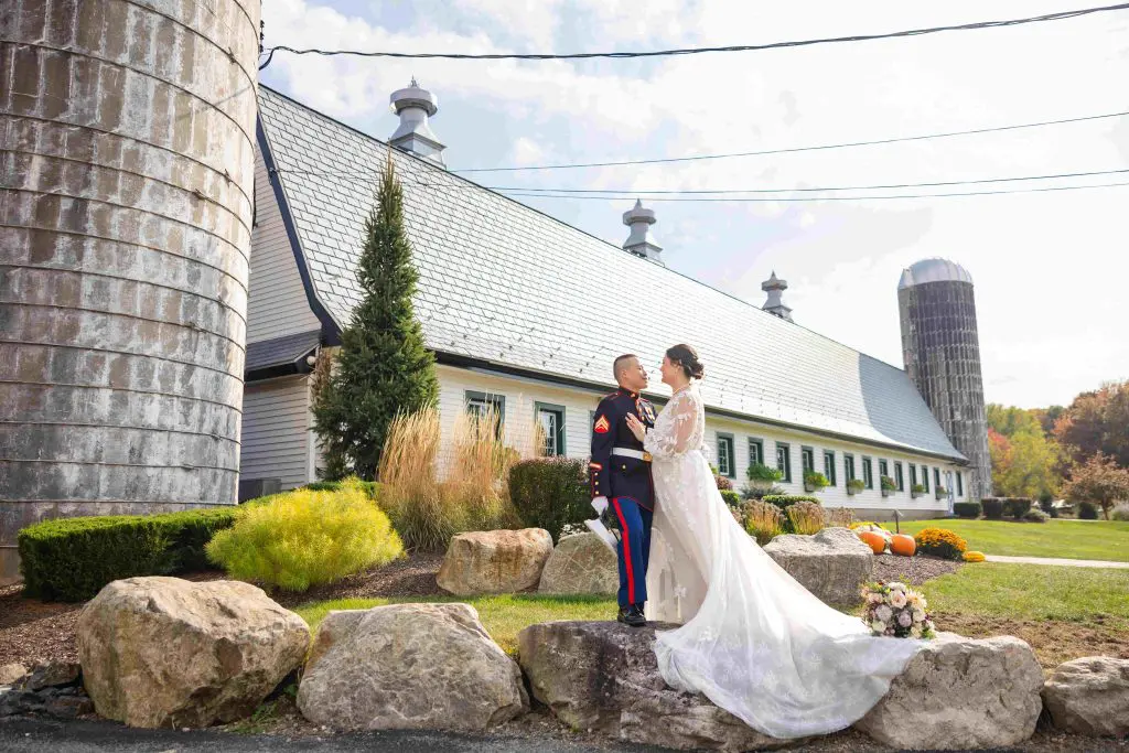 Bride and groom at Perona Farms wedding in Andover, NJ