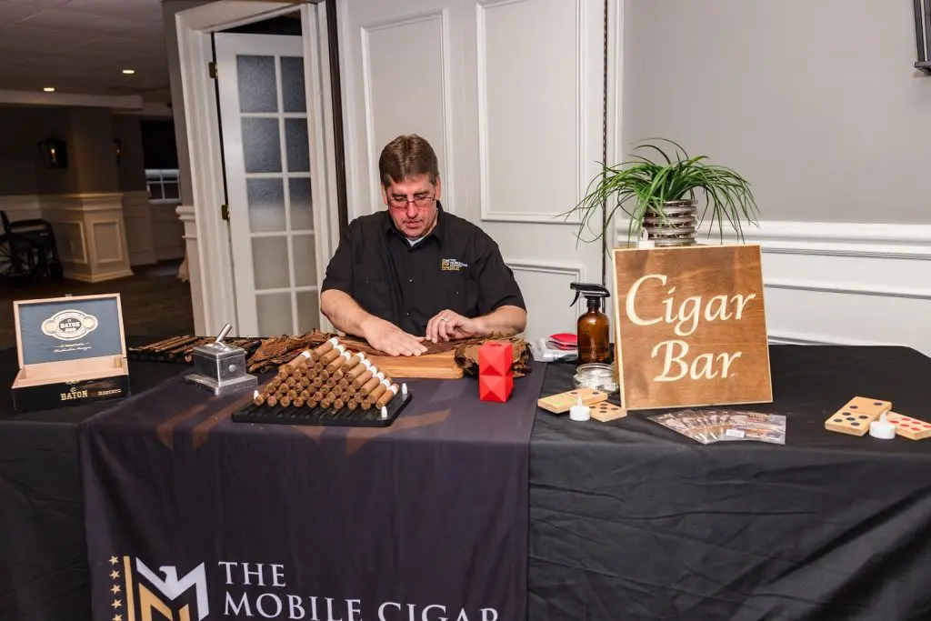 The Mobile Cigar Lounge at wedding reception
