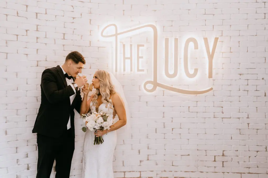 Bride and groom at The Lucy