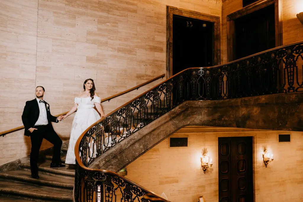 Bride and Groom at Hotel DuPont in Delaware