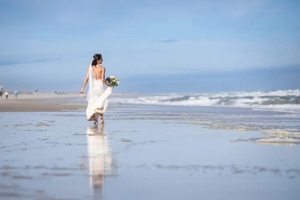 Bride on beach