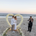 Violinist on the beach during NJ wedding proposal