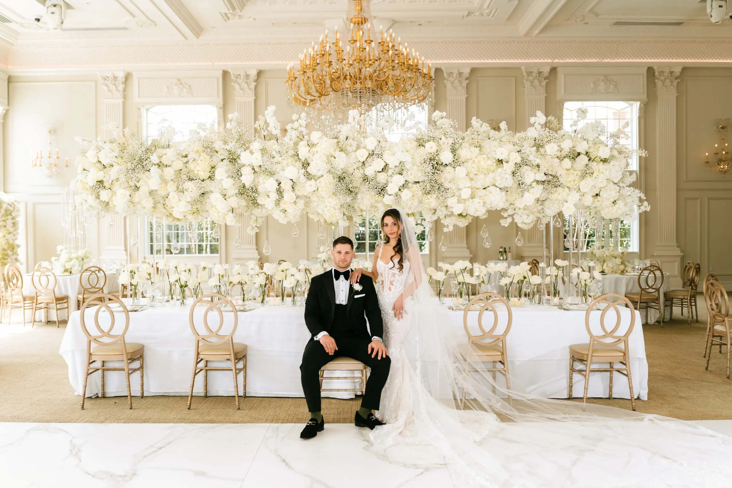 Bride and groom at the Estate at Florentine Gardens in River Vale, NJ