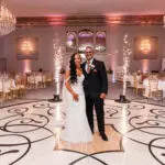 Bride and groom at wedding at Lucien's Manor