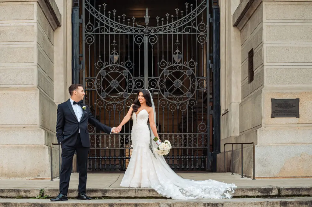 Bride and groom at Crystal Tea Room wedding in Philadelphia