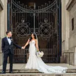 Bride and groom at Crystal Tea Room wedding in Philadelphia