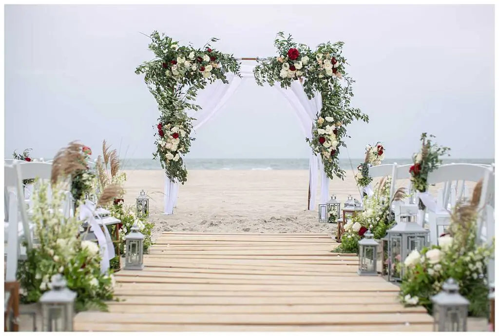 Wedding reception on the beach in Cape May. Ann Coen Photography
