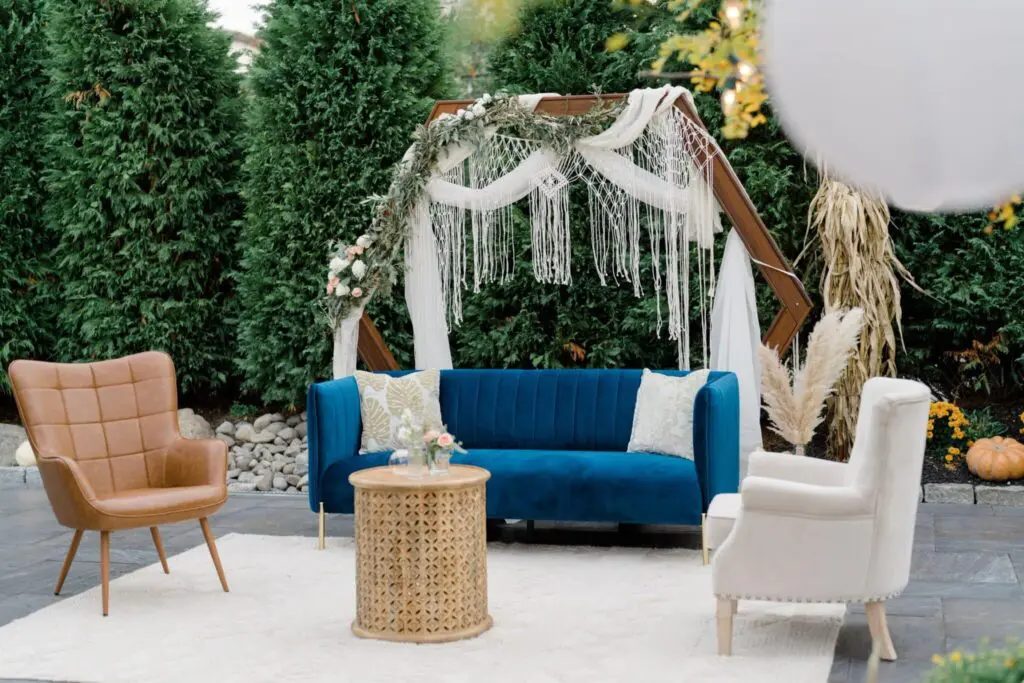 Lounge area at MudHen Brewing wedding in Wildwood, NJ