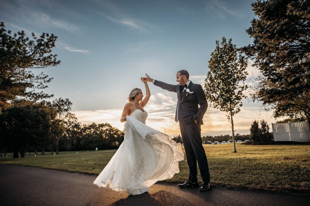 Bride and groom at Avalon Golf Club in Cape May Court House, NJ