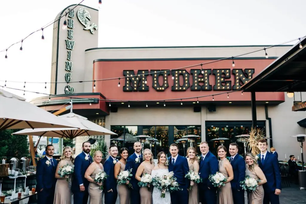 Bridal party at MudHen Brewing wedding in Wildwood, NJ
