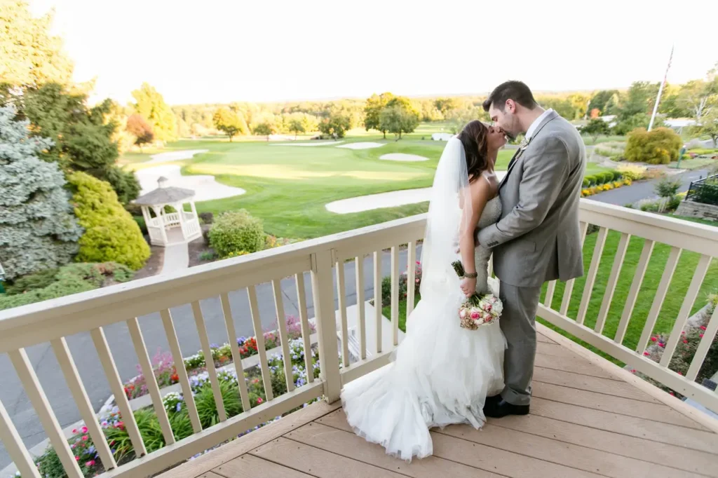 Bride and groom at wedding at Basking Ridge Country Club in Basking Ridge, NJ