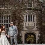 Bride and groom at Skylands Manor castle