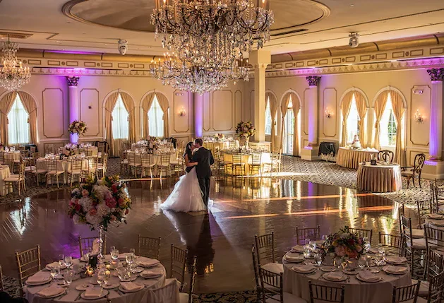 Bride and groom on dance floor