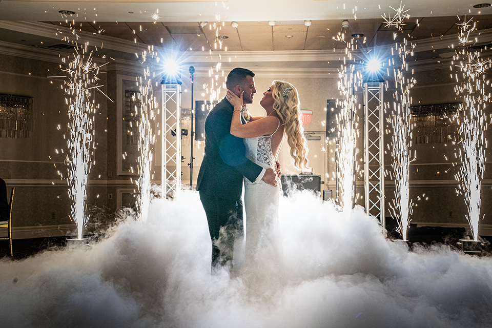 Bride and groom dancing