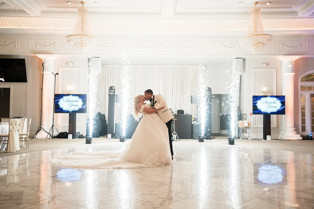 Bride and groom on dance floor with Fresh New Angle Events in Toms River, NJ