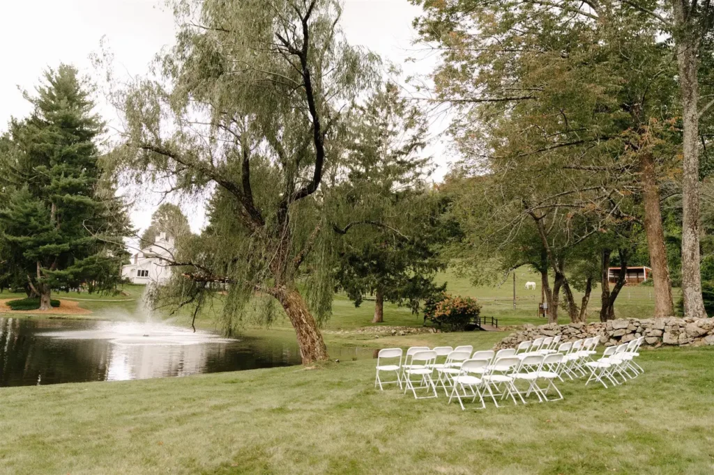 Ceremony space at at Ashton Farm wedding venue in Califon, NJ