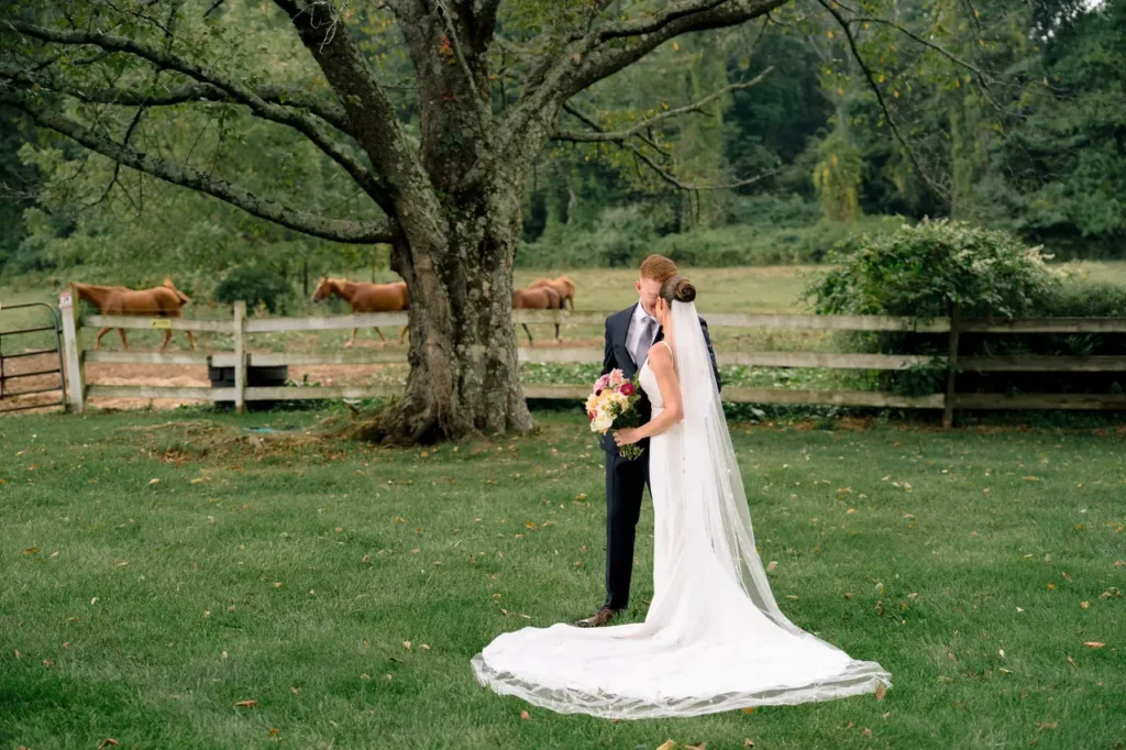 Bride and groom at Ashton Farm wedding in Califon, NJ