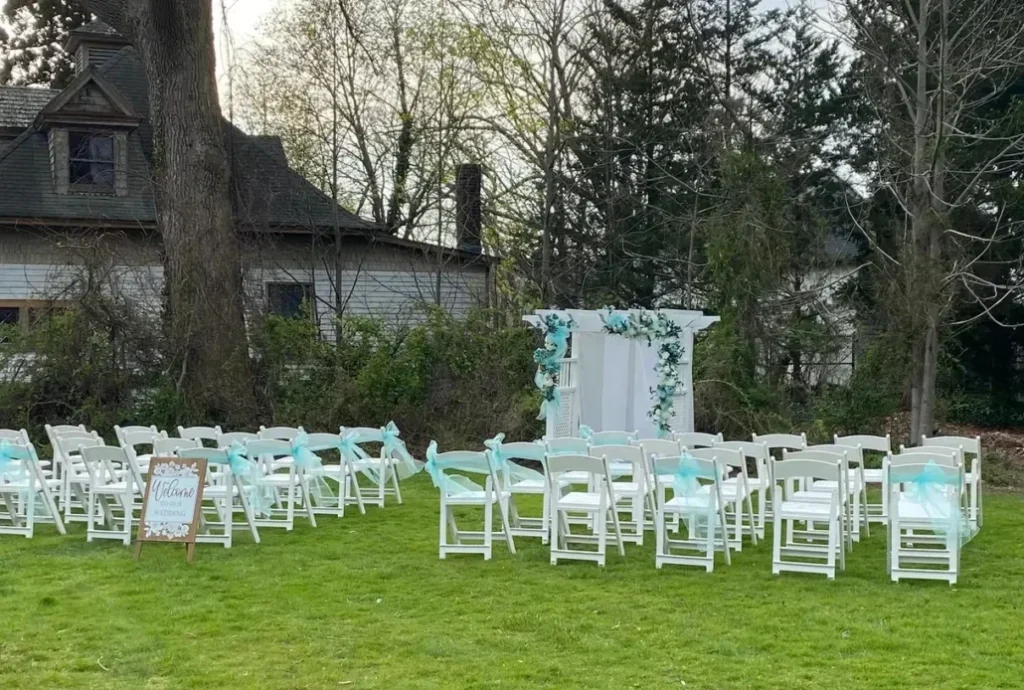 Outdoor ceremony space at Mathis House in Toms River, NJ