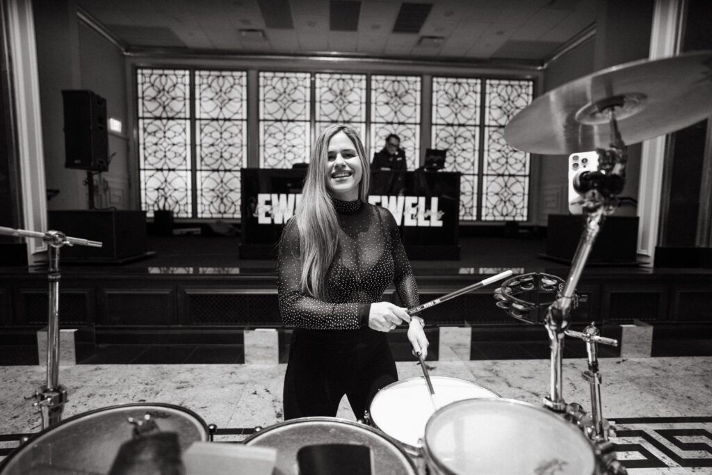 Drummer with SCE Event Group at NJ wedding