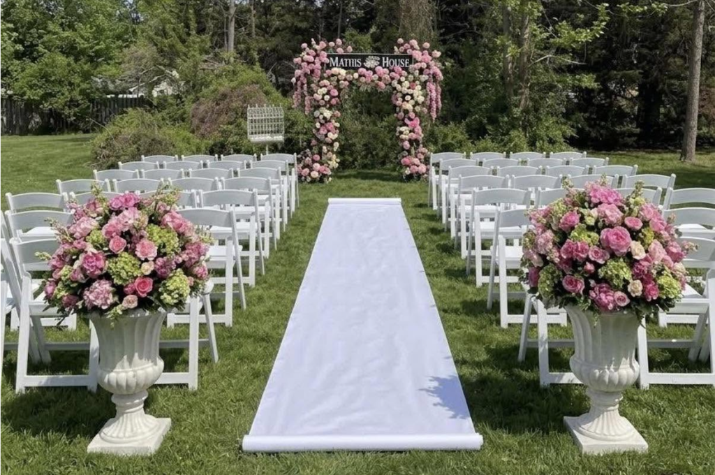 Outdoor ceremony space at Mathis House in Toms River, NJ