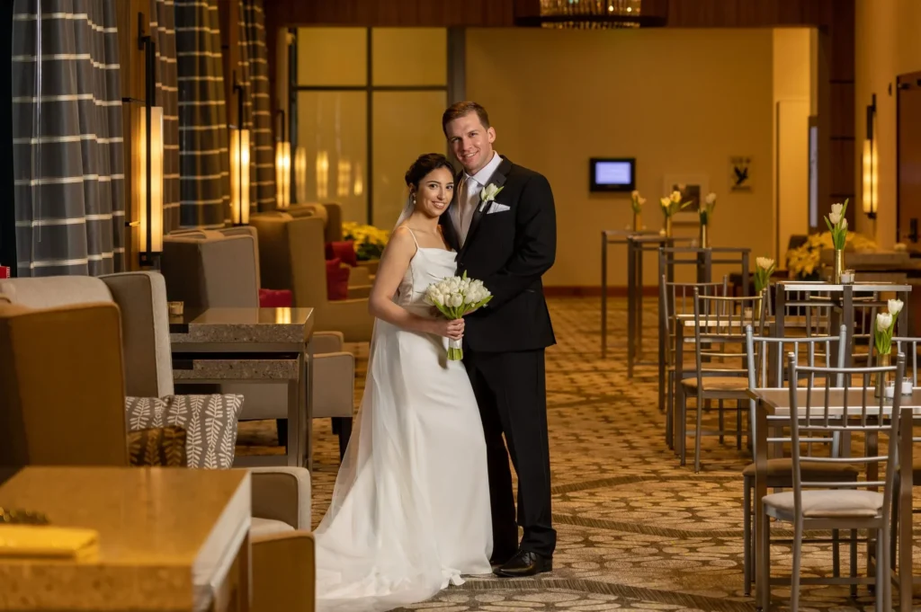 Bride and groom at American Beauty Events in Berkeley Heights, NJ