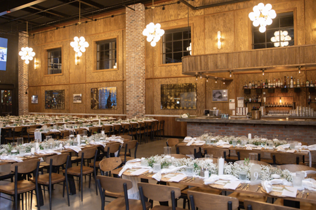 Reception at MudHen Brewing wedding in Wildwood, NJ