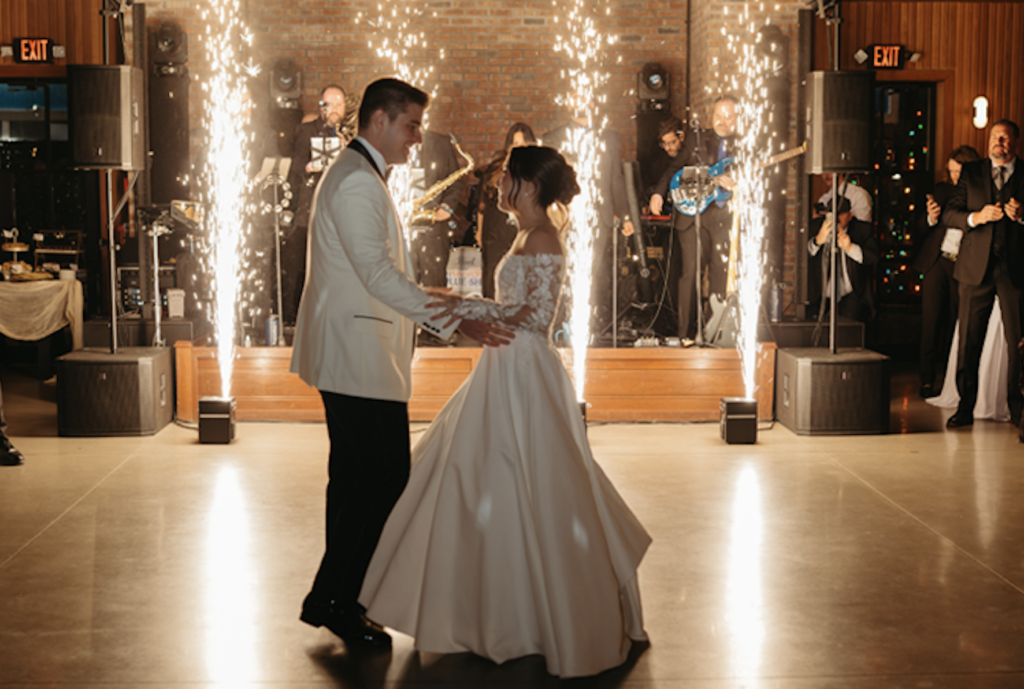 Bride and groom dancing at MudHen Brewing wedding in Wildwood, NJ